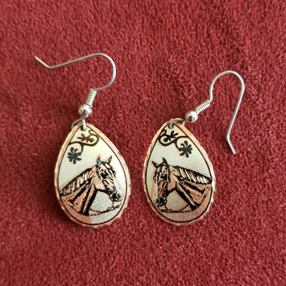 Copper horse earrings